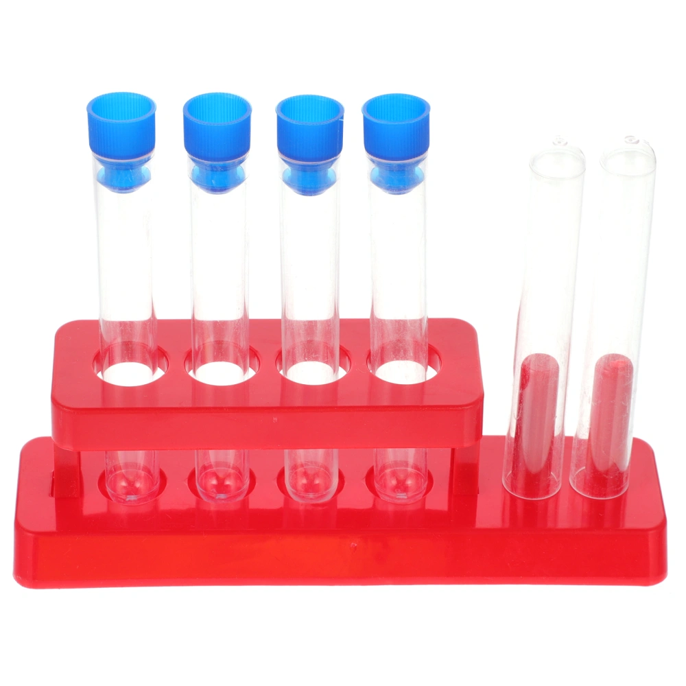 1 Set Plastic Test Tubes with Caps and Rack Practical Test Tube Set for Science