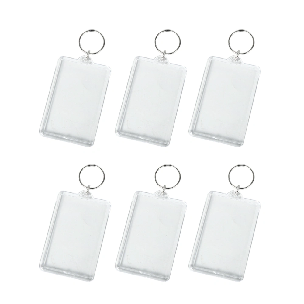 50pcs Multifunctional Acrylic Blank Insert Photo Picture Frame Split Ring Keychain