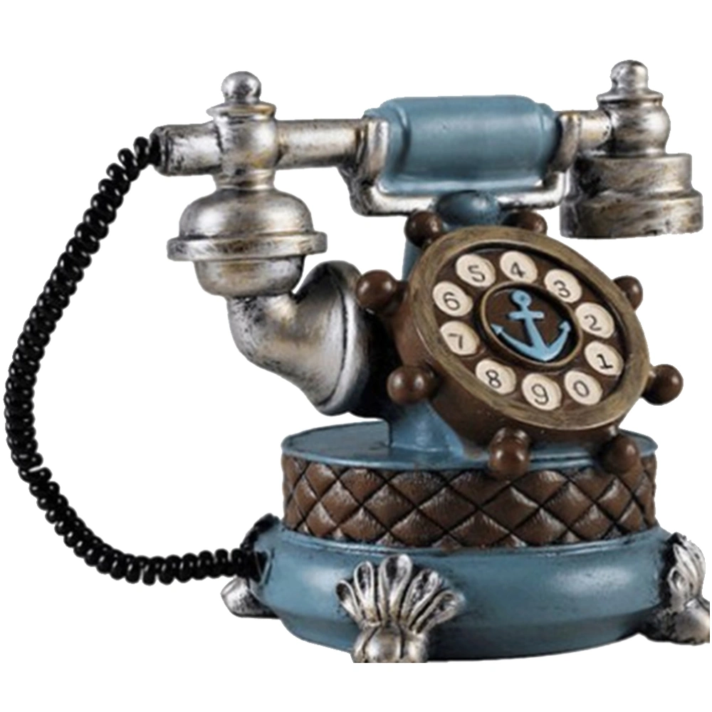 Retro Telephone Desktop Decor Ornaments for Bedroom Livingroom Dining Room (Green)