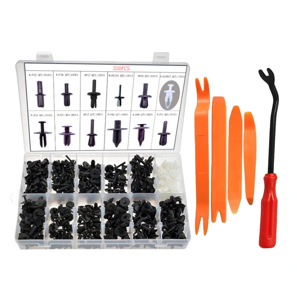 350Pcs Car Rivet Fastener Retainer Push Pin Body Bumper Rivet Trim Moulding Retainer Clip Accessories Kit with 6 Inch Screwdriver (4 Set)