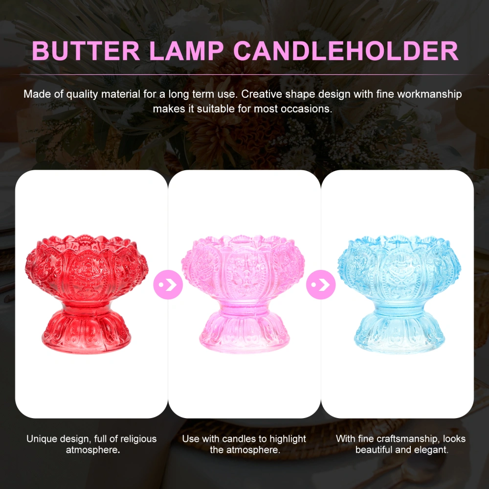 3pcs Exquisite Butter Lamp Candleholders Glass Craft Candle Containers