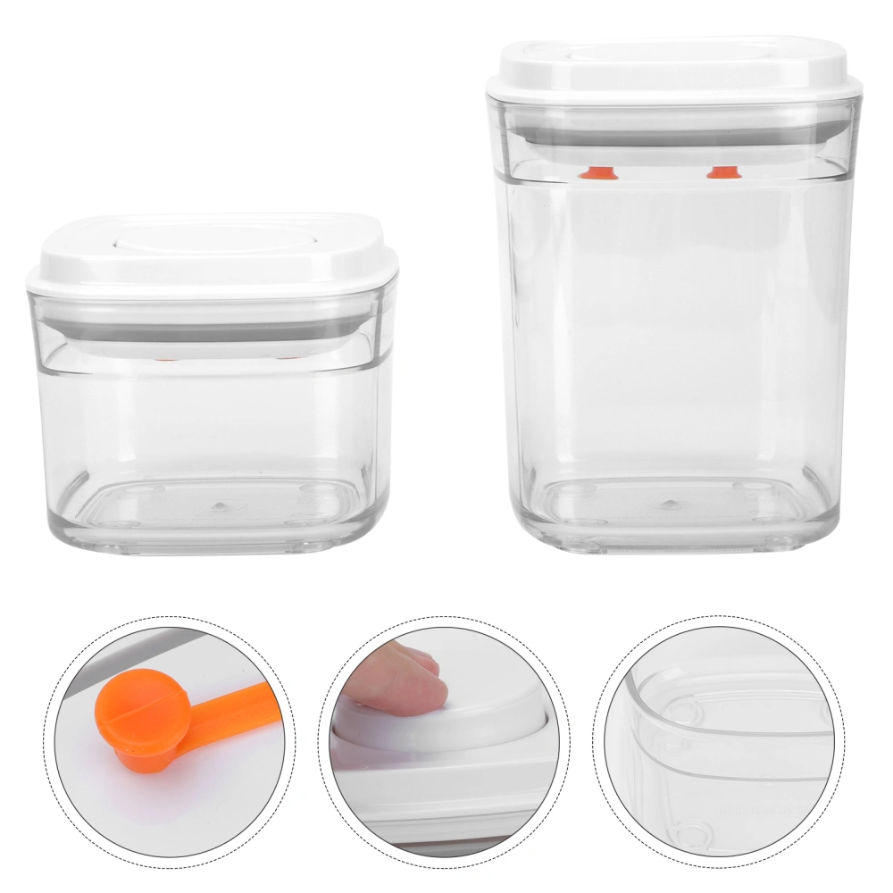 2Pc Kitchen Storage Jars Transparent Food Storage Containers Cereals Canisters