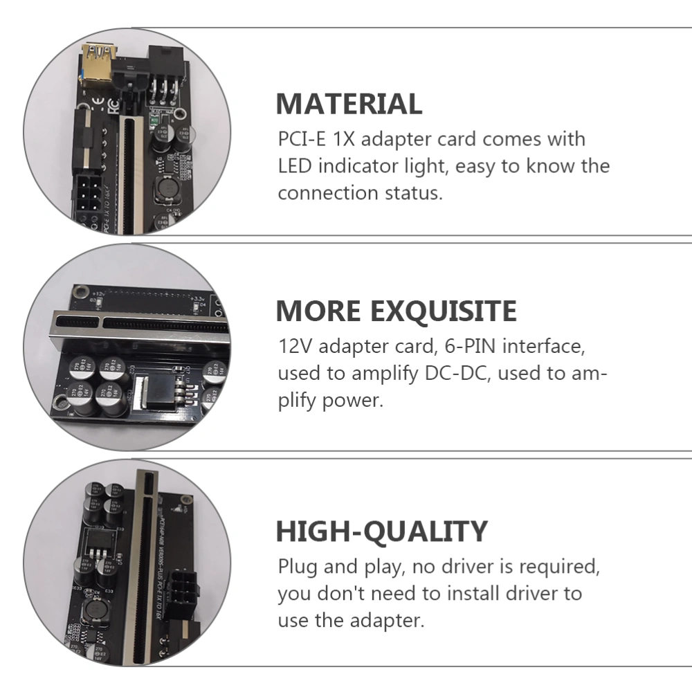 6 Sets PCI-E Mining Adapter Card 6-Pin 1x to 16x PCI-E Adapter Accessory