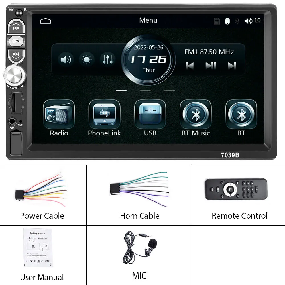 Touchscreen Car Stereo Car Radio With Wireless Backup Camera Audio Speaker FM Receiver