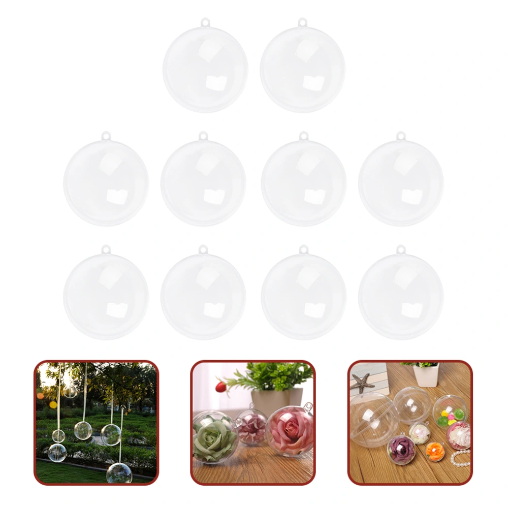 10pcs Fillable Christmas Balls Clear Plastic Balls Ornaments DIY Crafts Hanging Christmas Spheres Clear Balls