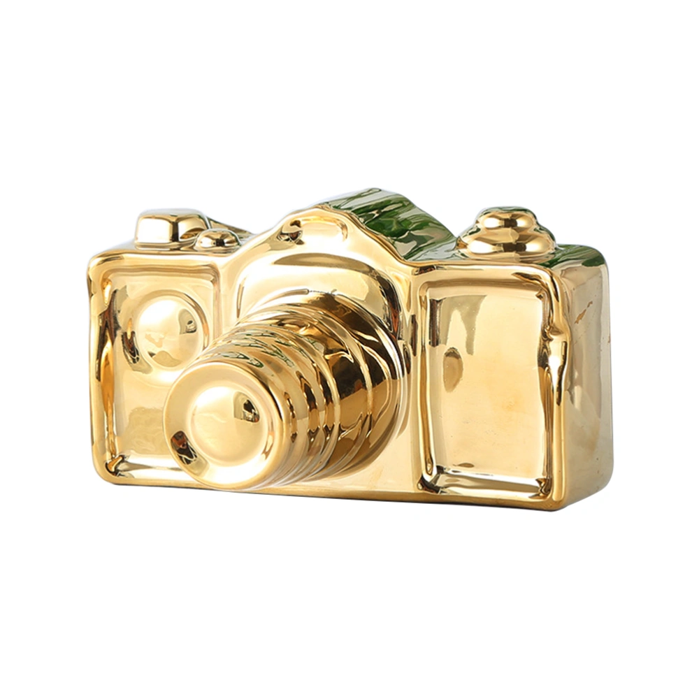 1Pc Ceramic Camera Ornament Simplicity Nordic Style Camera Adornment Unique Chic Desktop Decoration for Home Office (Golden)