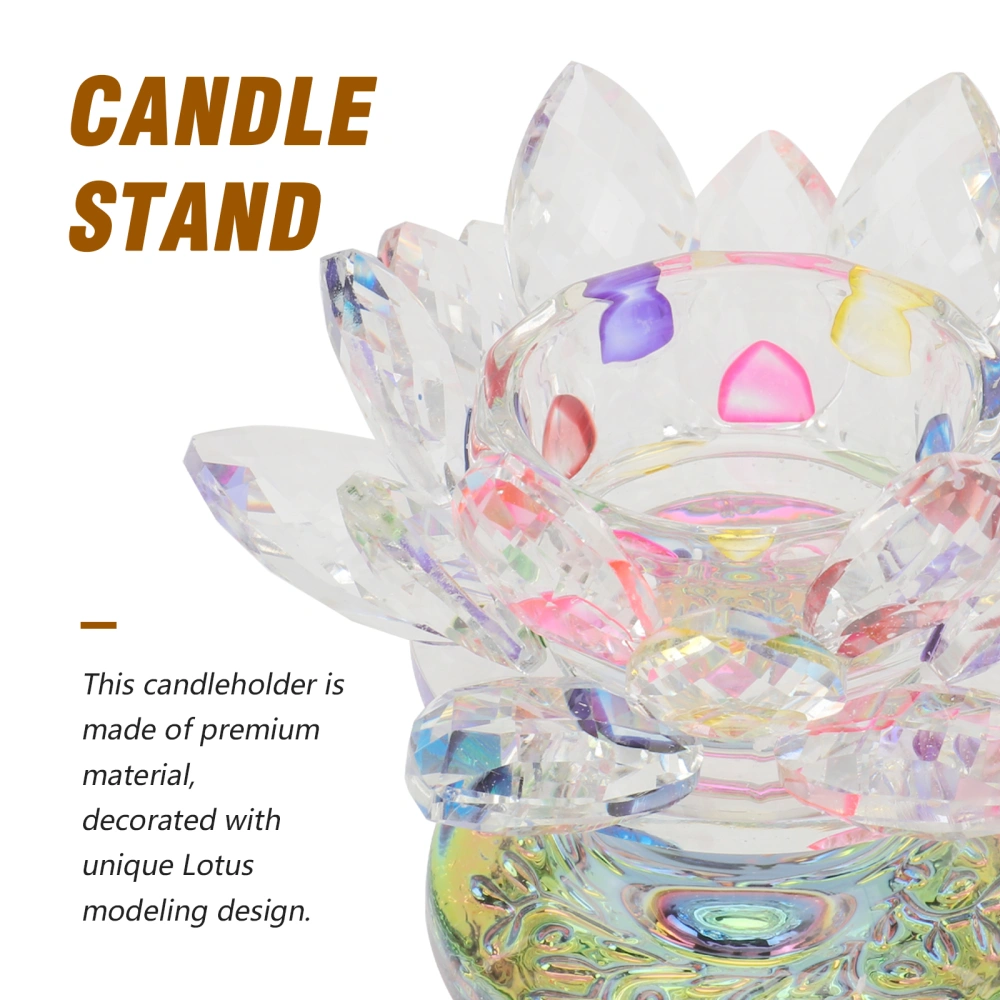 1pc Crystal Candle Pedestal Candleholder Lotus Modeling Candle Pedestal Ornament