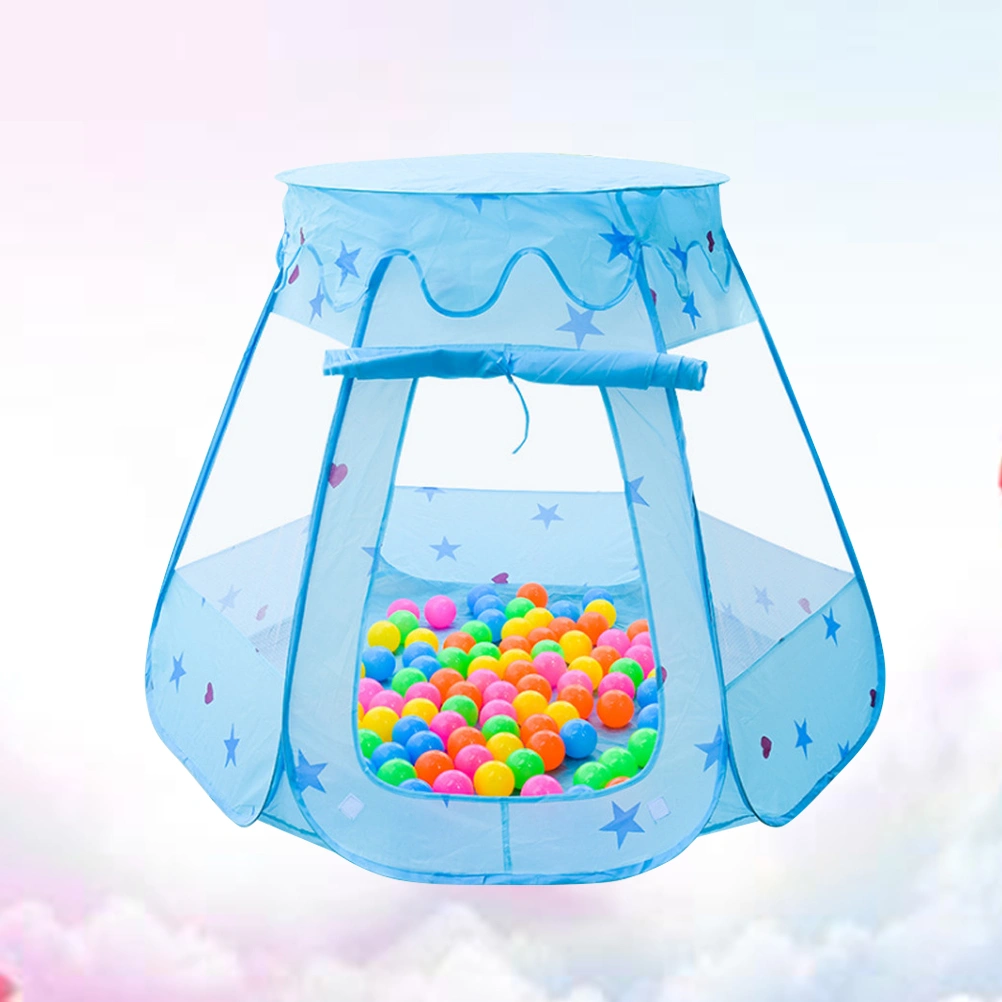 Kids Hexagon Tent Game House Yurt Children Ocean Ball Tent for Kindergarten Entertainment Ground without Ball (Blue)
