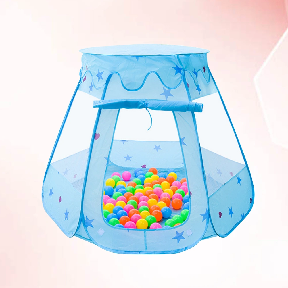 Kids Hexagon Tent Game House Yurt Children Ocean Ball Tent for Kindergarten Entertainment Ground without Ball (Blue)