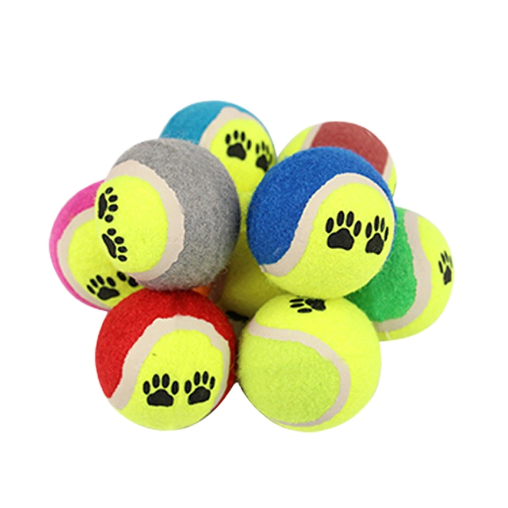 10PCS Pet Dog Chew Toys Tennis Balls Funny Pet Cat Kitten Toy Balls (Random Color)