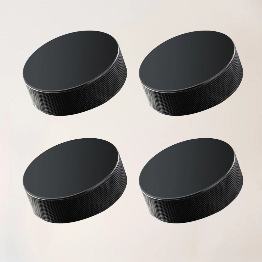 4 Pcs Professional Rubber Ice Hockey Pucks Standard Hockey Balls Sports Supplies for Practice Training Game (Black)