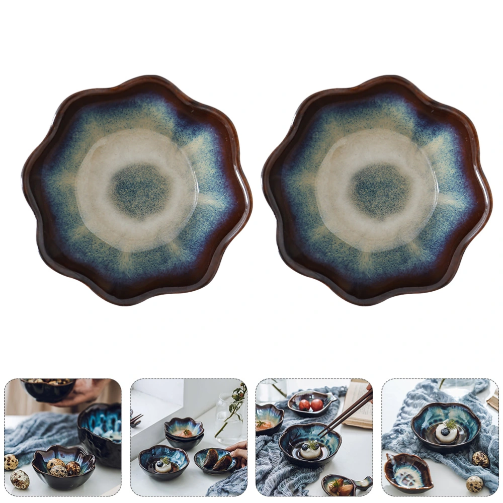 4pcs Japanese Style Seasoning Plates Seasoning Holder for Home Restaurant (Blue)