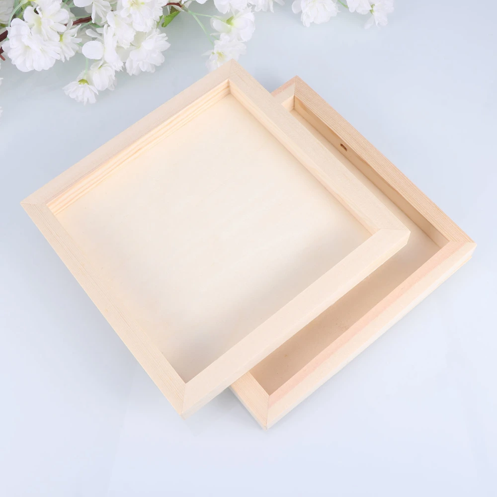 5pcs Empty Clay Frames Wooden Clay Frame DIY Clay Picture Frame Stereo Clay Frame for Kids Children 20x20cm