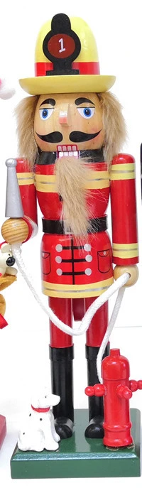 Household Nutcracker Decoration Fireman Nutcracker Statue Tabletop Wooden Xmas Nutcracker Decor