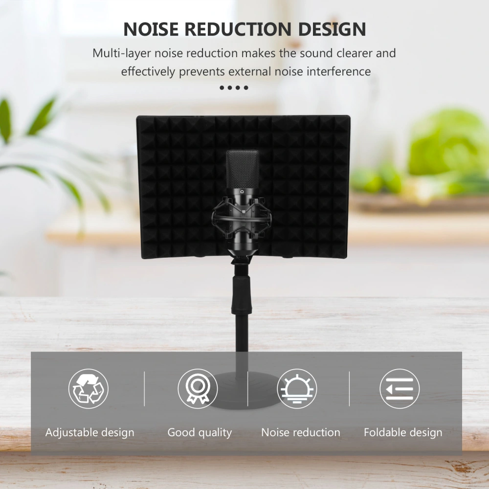 1pc Mic Sound Absorbing Plate Practical Microphone Isolation Shield (Black)