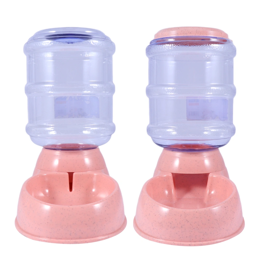 2 Pcs 3.8L Pet Automatic Feeder Dog Cat Drinking Bowl Pets Water Dispenser and Feeder Self-Dispensing Pet Supplies (Pink)