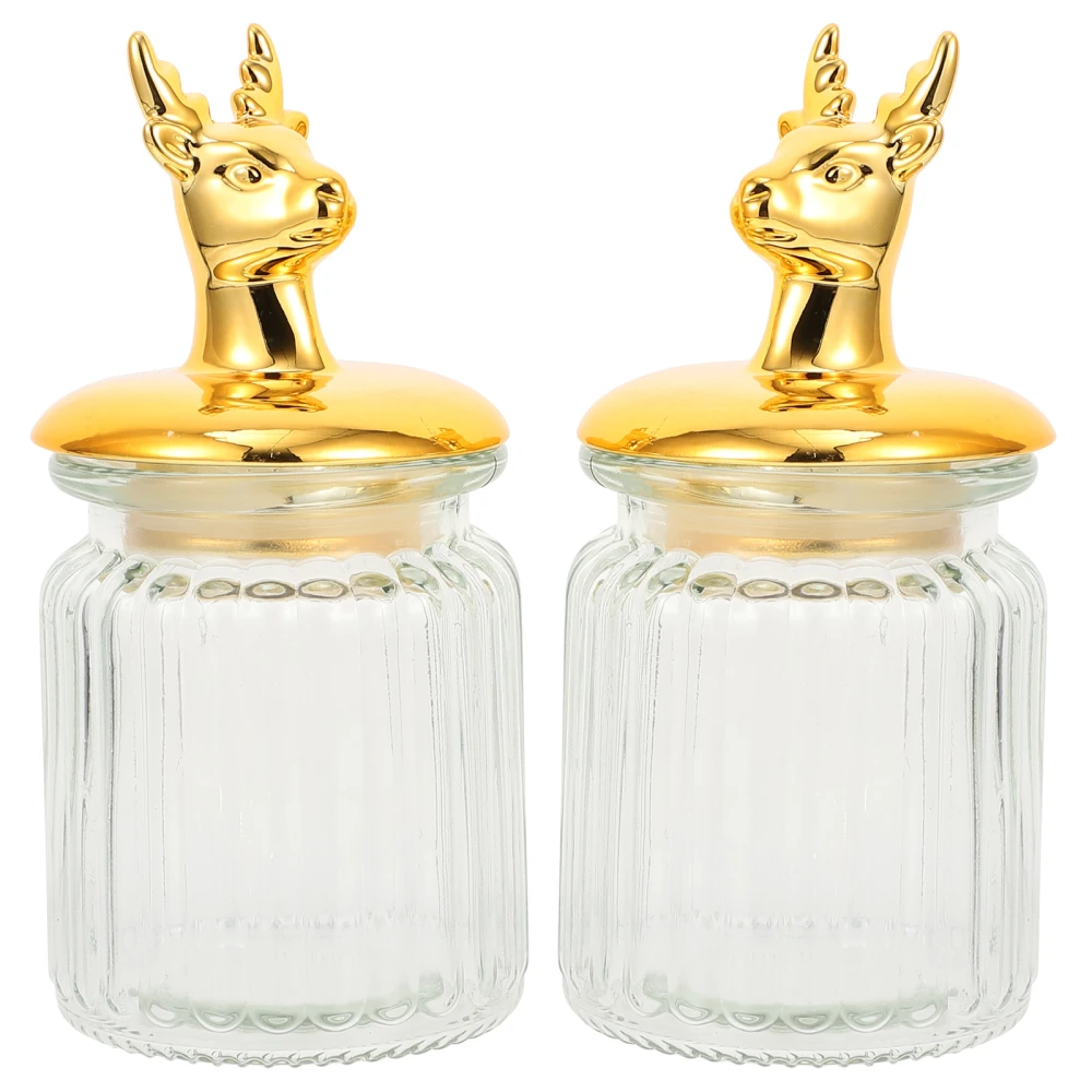 2 Pcs Simple European-style Animal Elements Glass Storage Jars for Storage (Golden)