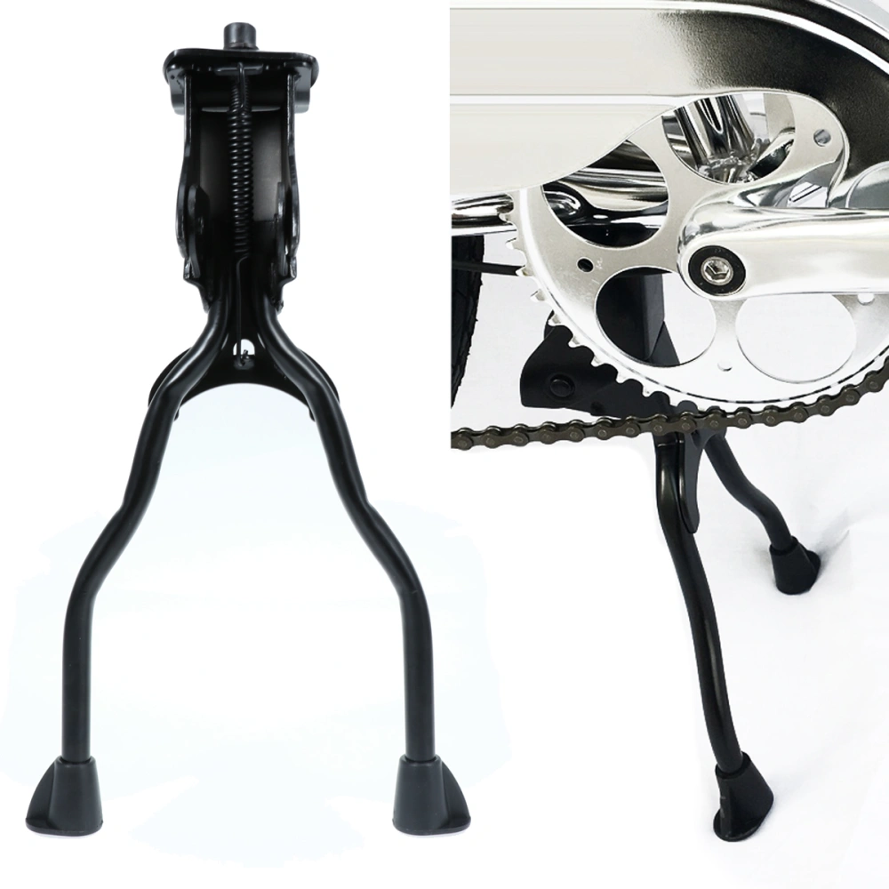 1pc Double Leg MTB Holder Bike Kickstand Parking Rack Mountain Bike Support Side Kick Stand Foot Brace (Black)