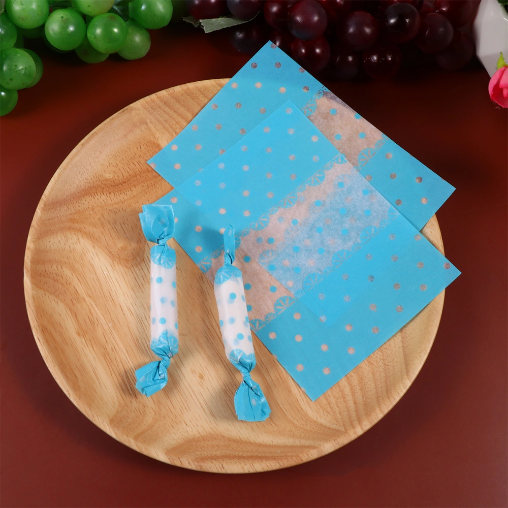 500pcs Blue Lace Sugar Packing Paper Wrapping Paper Nougat Candy Baking Paper Cellophane Diy Handmade Paper Material