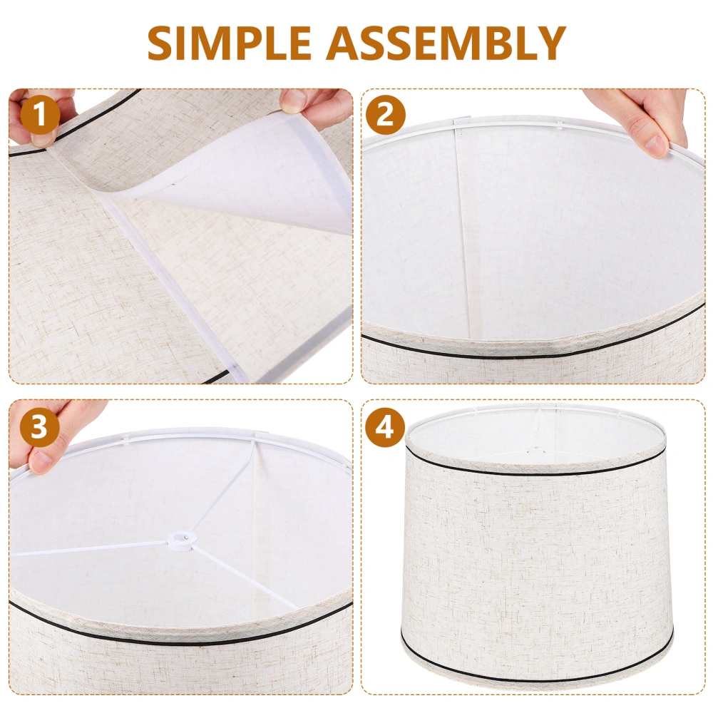 2Pcs Drum Lampshades Replacement Easy Assembly Linen Lampshades for Table Lamps Floor Lamps