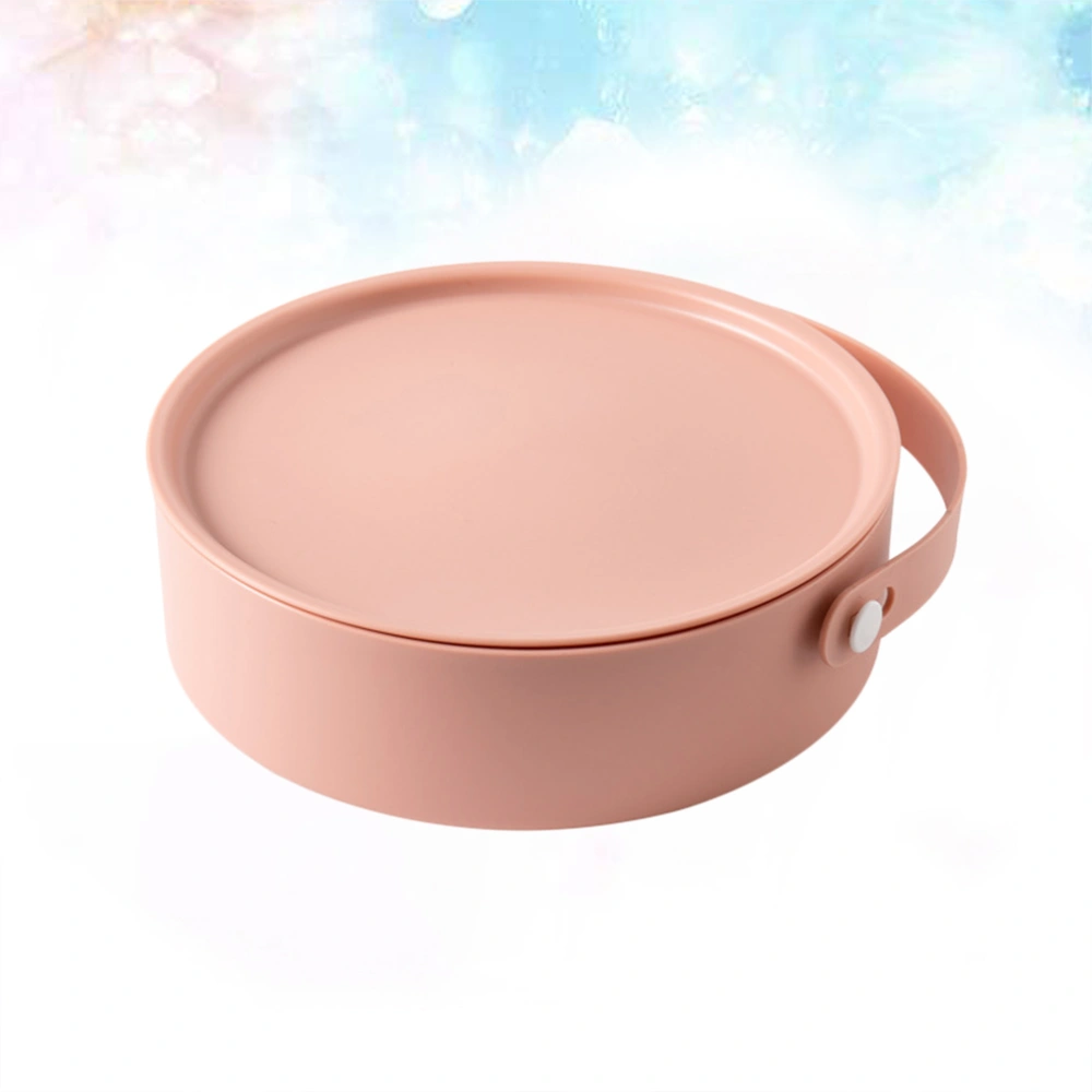 Plastic Multifunctional Plate Round Dried Fruit Food Snack Serving Tray Divided Nuts Candy Storage Box with Cover (Pink)