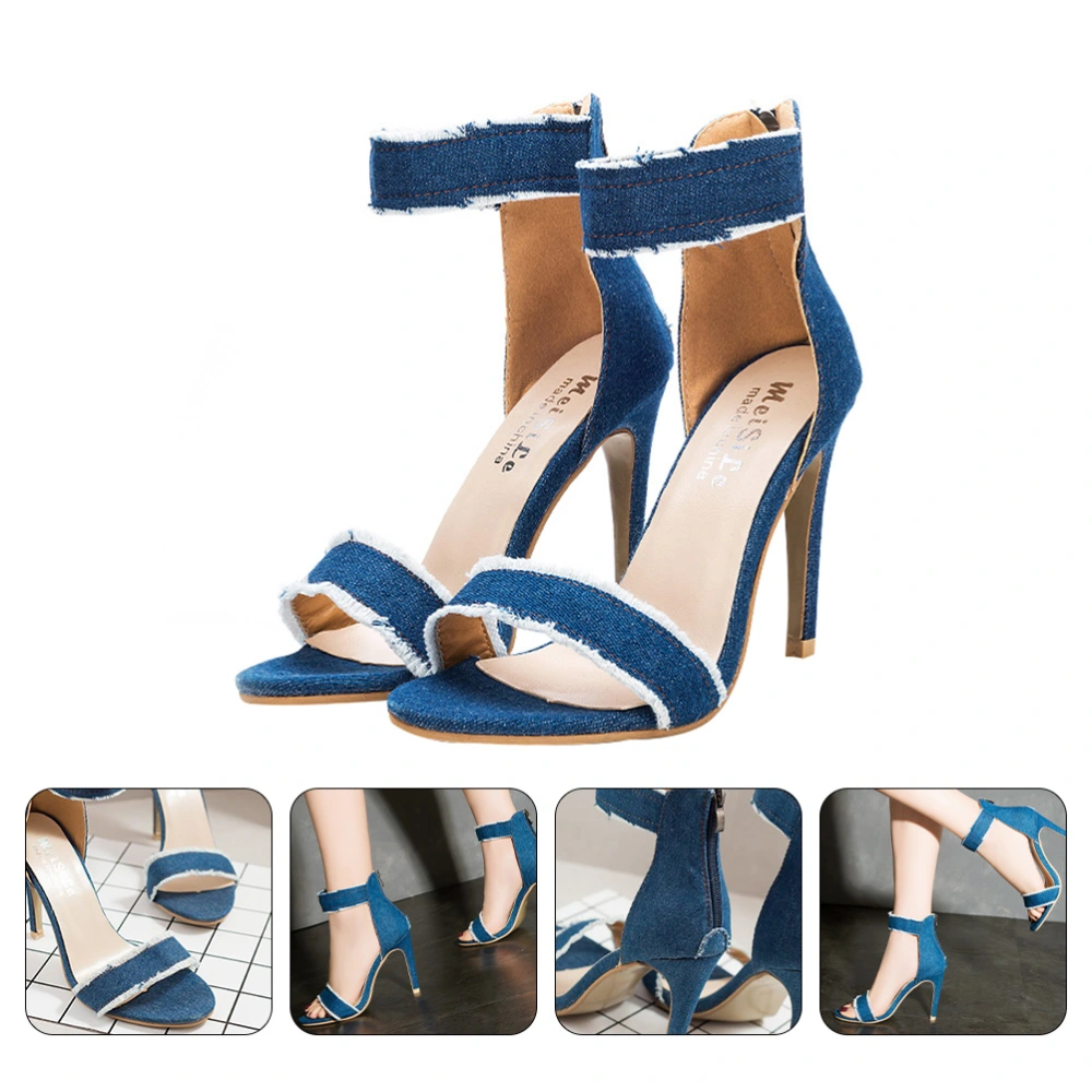 1 Pair of Sexy Heeled Sandals Fashionable High Heels Female Open-toe Sandals