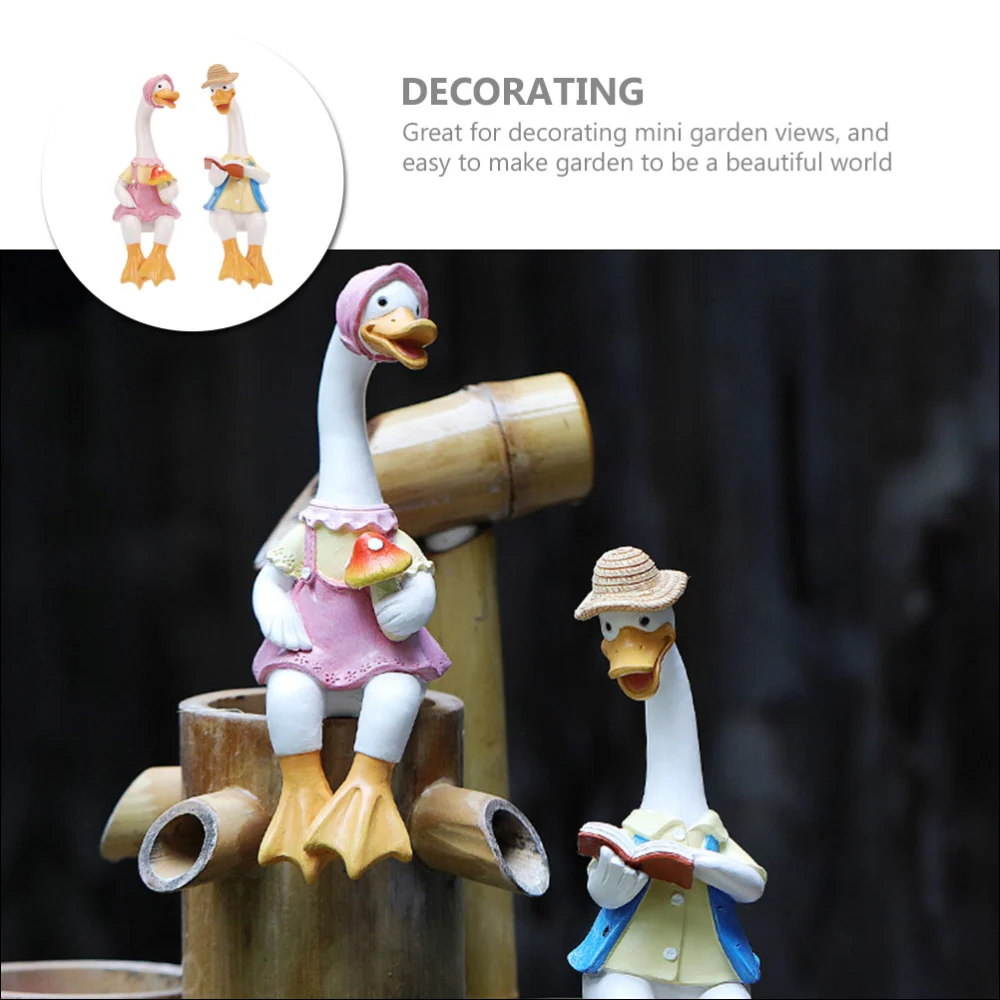 2pcs Simulated Duck Resin Statue Resin Animal Statue Animal Outdoor Yard Adornment