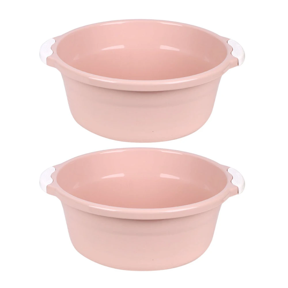 2pcs Home Bathroom Wash Basin Plastic Wash Basin Home Foot Basin Household Simple Basin (Large Size Pink)