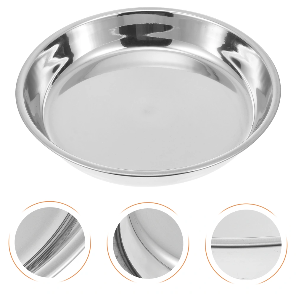 4Pcs Stainless Steel Food Plates Serving Plates Kitchen Utensils (Silver)