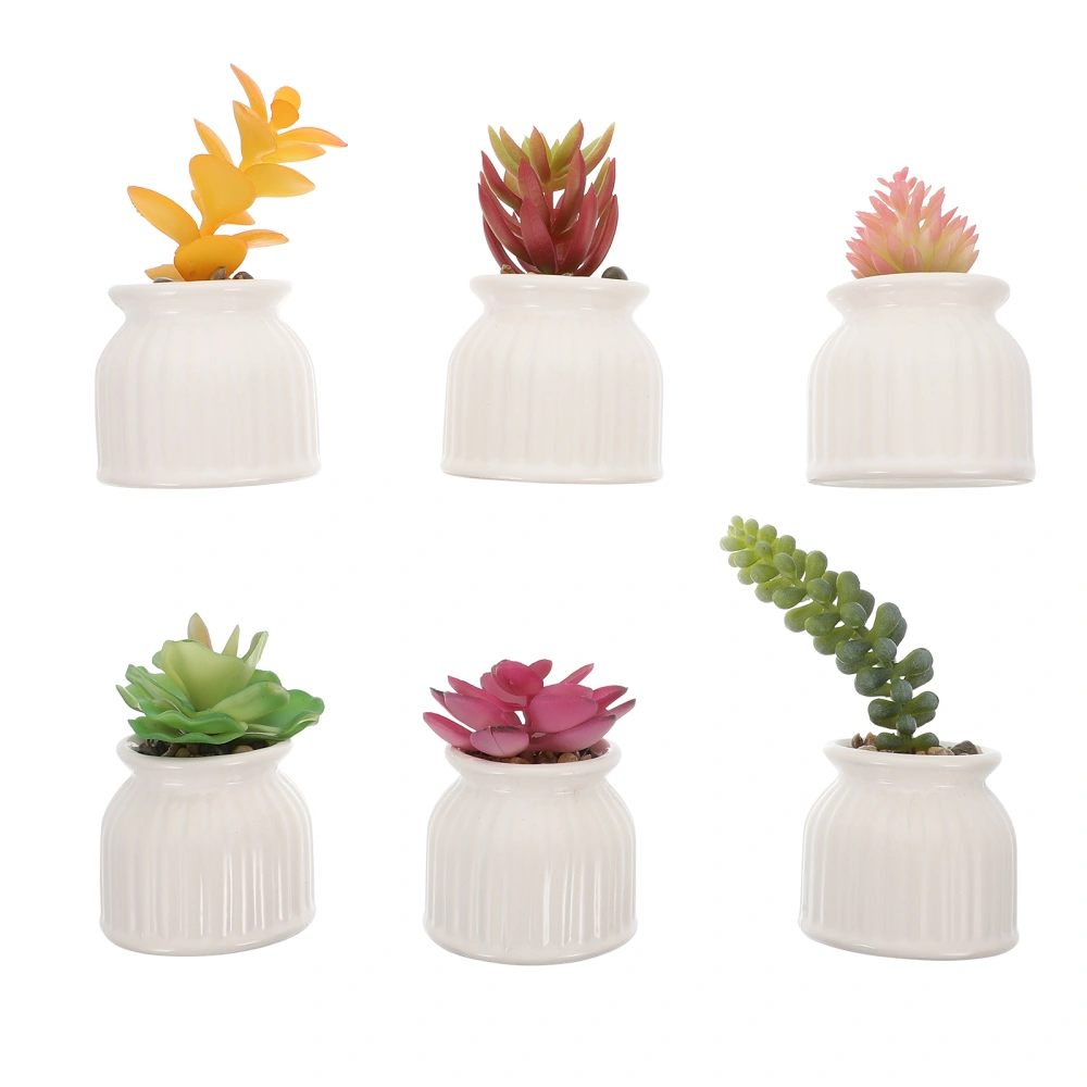 6 Pcs Simulated Succulent Plant Decor Potted Plant Ornament Desktop Decor