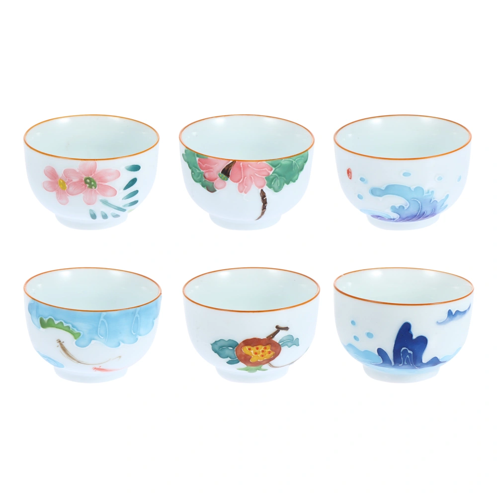 6Pcs Household Teaware Durable Tea Cups Ceramic Single Cups Exquisite Tea Cups