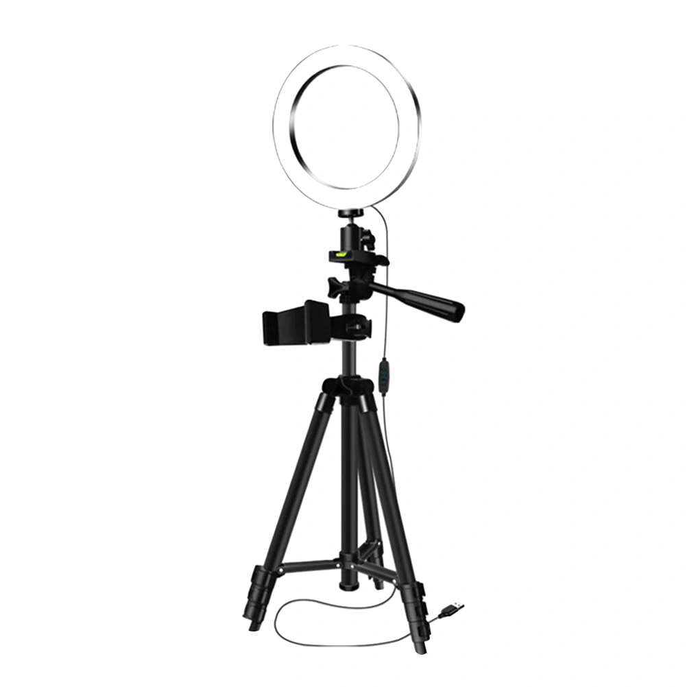20cm Rotatable Ring Light Dimmable LED Ring Light Selfie Light Lamp with Metal Tripod and Phone Clip