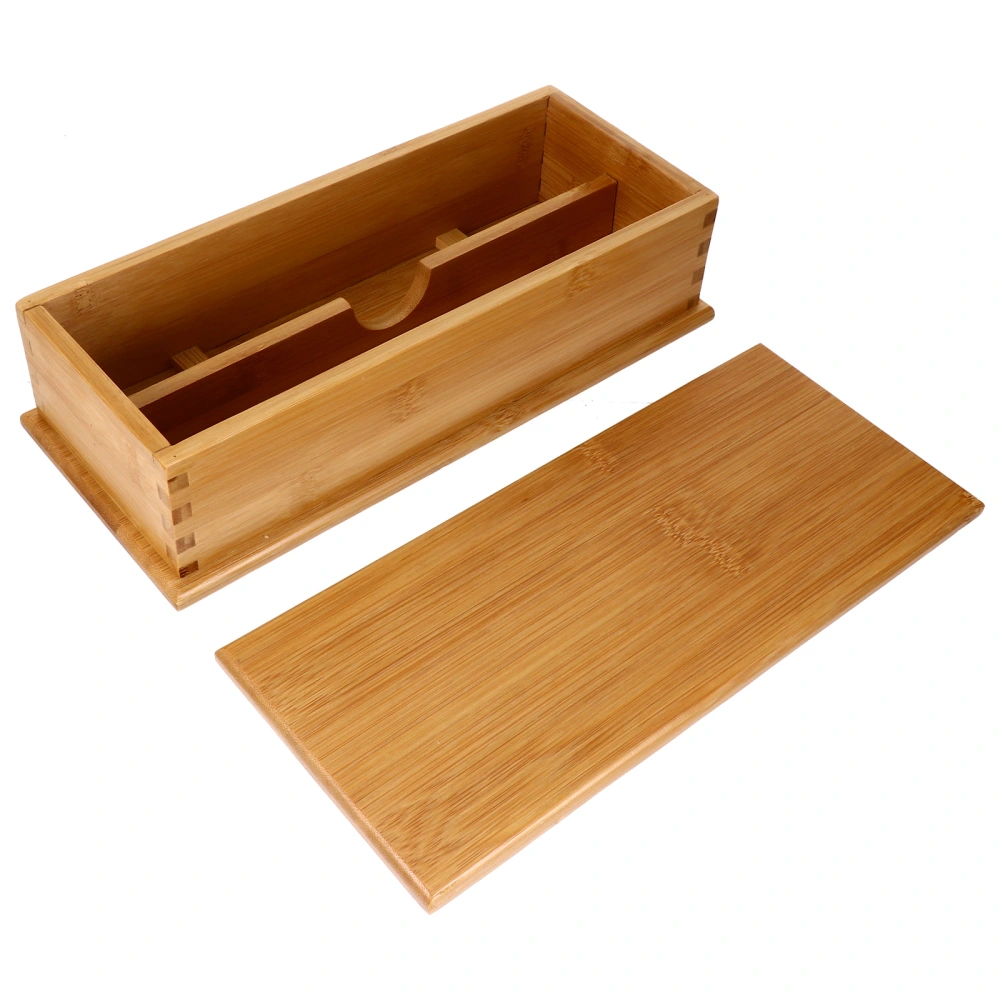 1Pc Bamboo Dust-proof Chopsticks Cutlery Storage Box with Lid (Bamboo Color)