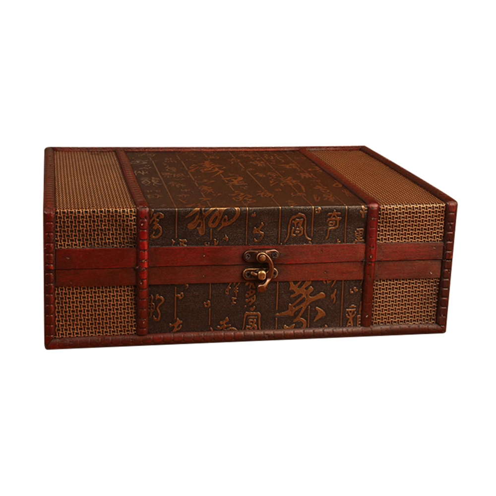 Vintage Desktop Storage Boxes Wooden Books Storage Case Jewelry Container Large Sundries Document Box without Lock (Chinese Style)