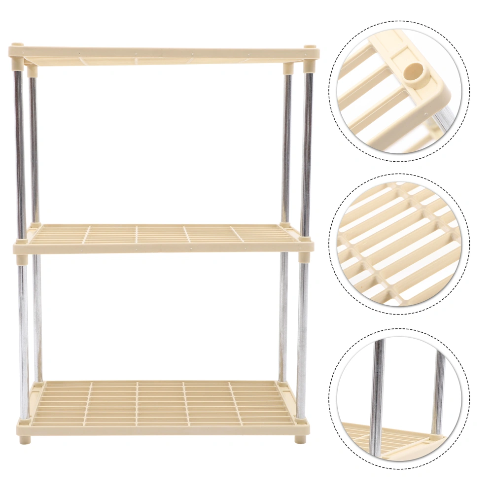 Three Floor Plastic Bathroom Storage Rack Washbasin Floor Type Kitchen Storage Rack Bathroom Kitchen Organizer(As shown)