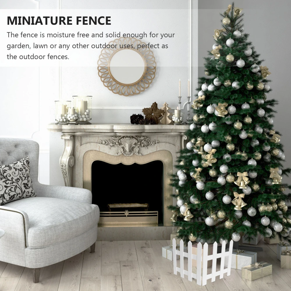 1.2m Decoractive Wooden Picket Fence Miniature Home Garden Christmas Xmas Tree Wedding Party Decoration (White)