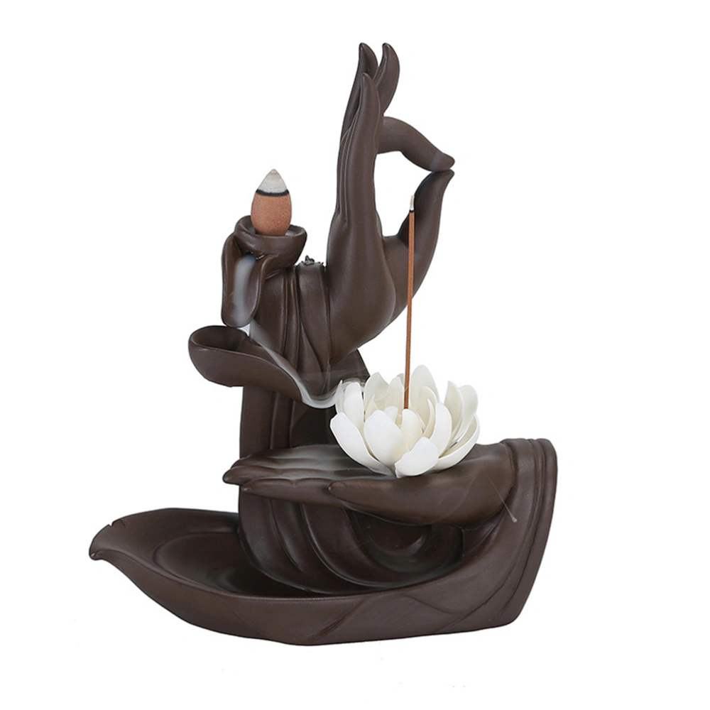 Elegant Reversal Bergamot Guanyin Buddha Incense Burner Buddha Hand Lotus Backflow Incense Burner Zen Garden Table Decor