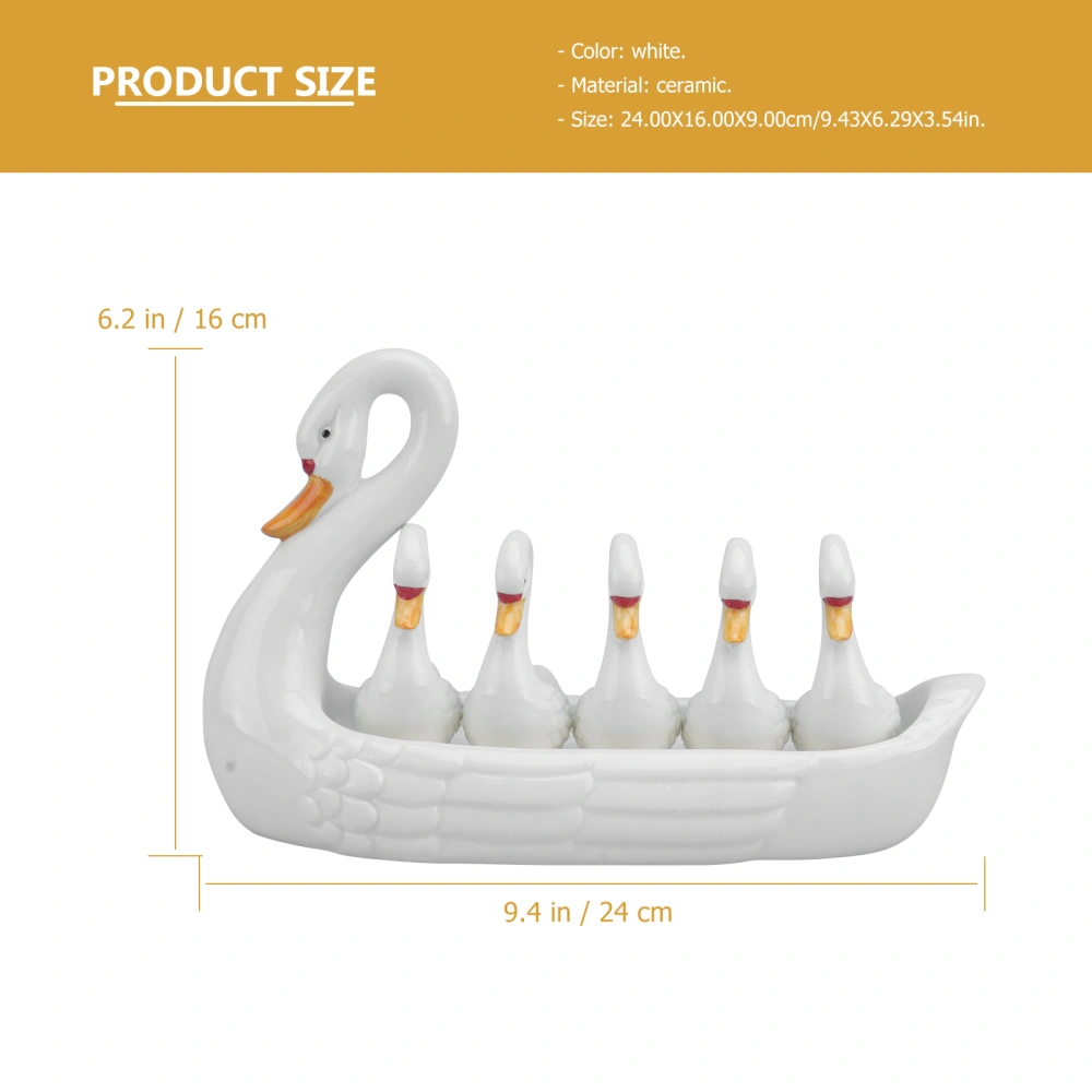 1 Set Swan Shaped Ceramic Chopsticks Holder Home Chopstick Rest (White)