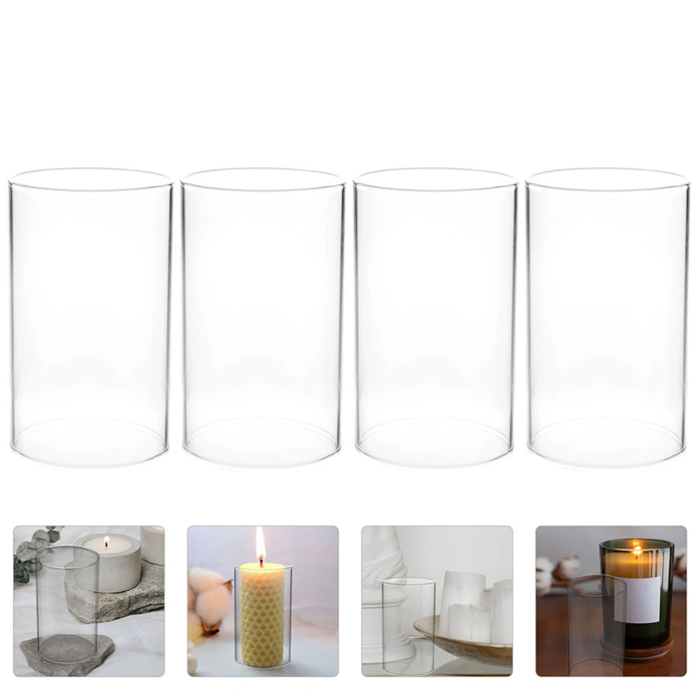 4PCS Clear Glass Candle Covers Straight Tube Candle Covers Windproof Candle Covers