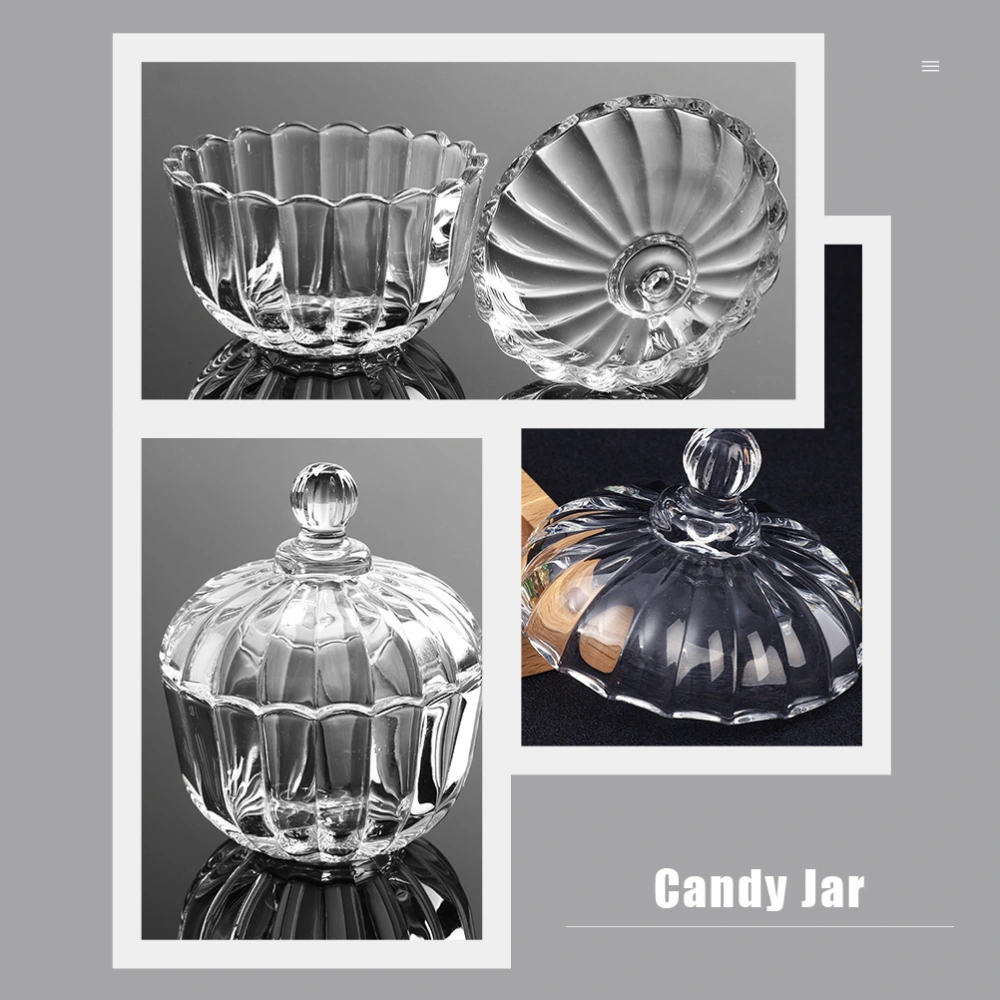 2pcs Glass Candy Jar Clear Glass Storage Jar StorageBox with Lid (Transparent)