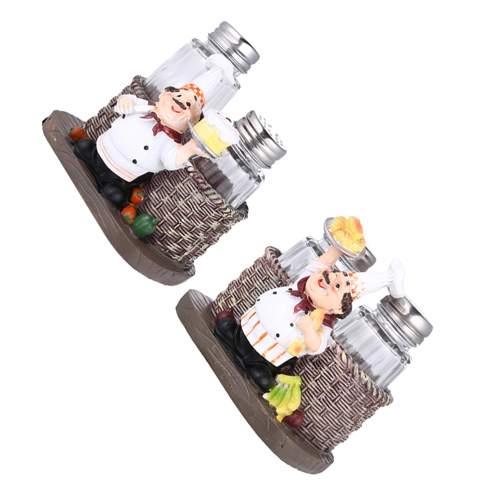 2 Sets Salt Pepper Bottle Holder Ornament Chef Salt Pepper Container for Kitchen