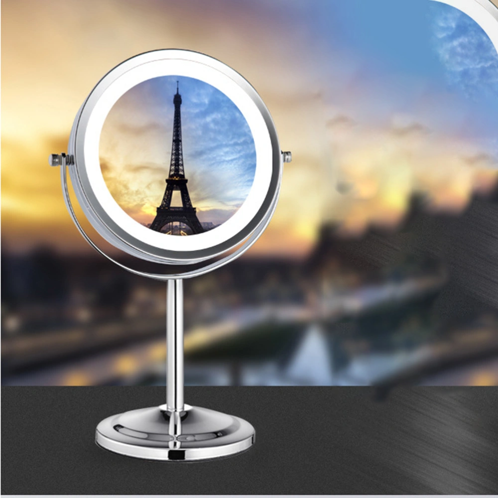 6 inch Swivel Vanity Mirror Double Sided Makeup Mirror Metal LED 3X Magnification Mirror with 360 Degree Rotation