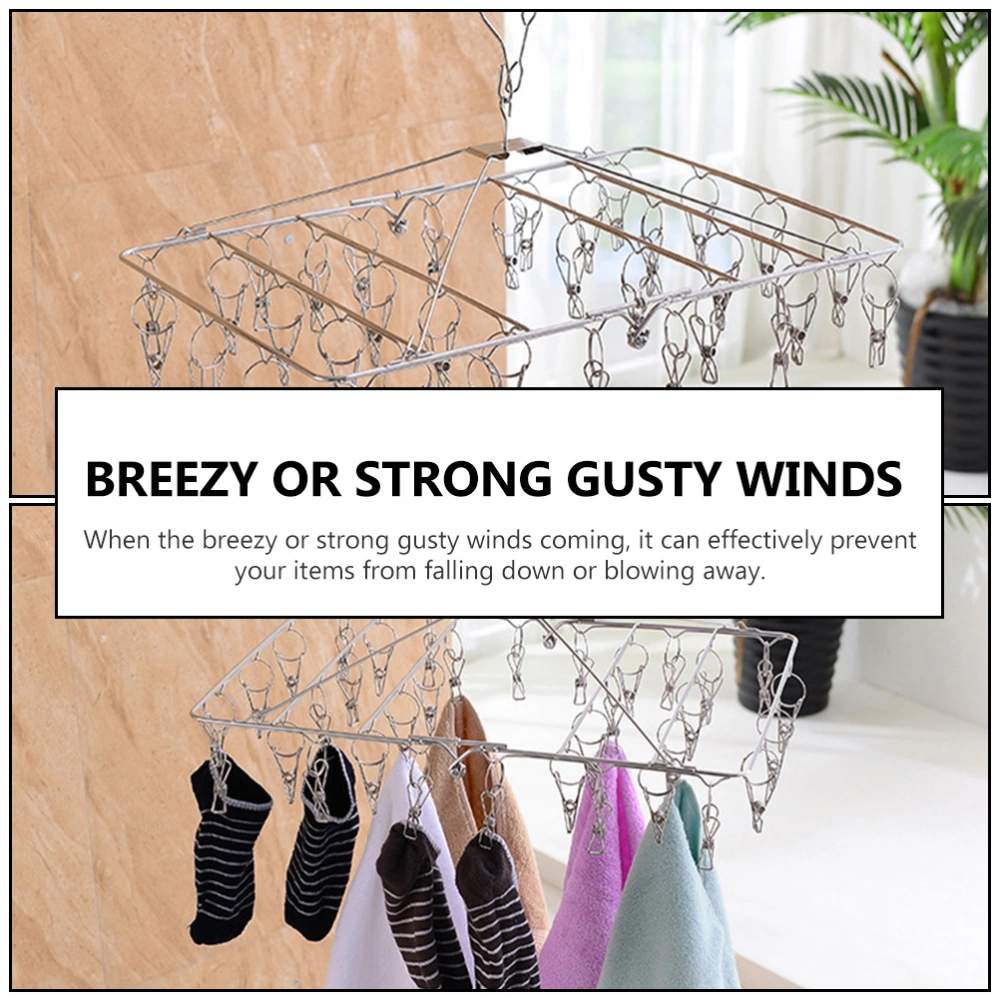 Multi-Purpose Hanger Windproof Clips Drying Racks Clothes Hanger with 44 Clips