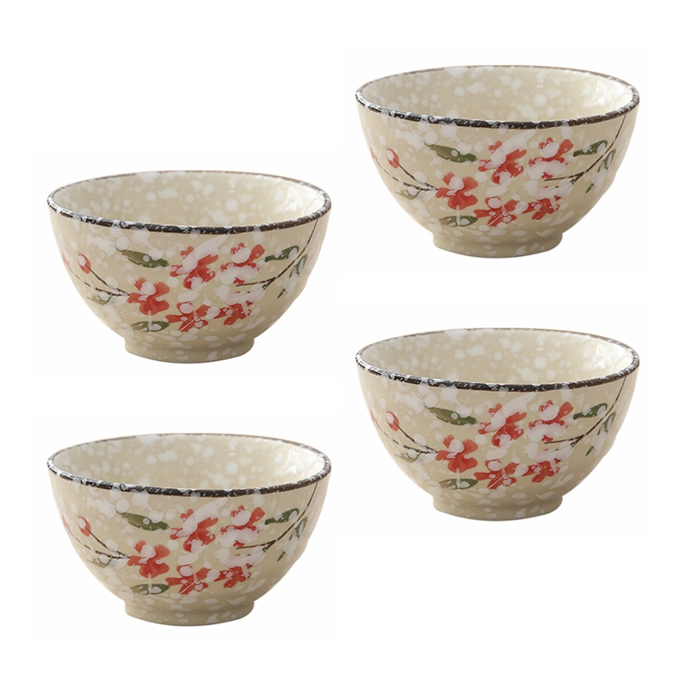 4Pcs Japanese Style Food Bowls Durable Tablewares Soup Bowls Home Storage Bowls