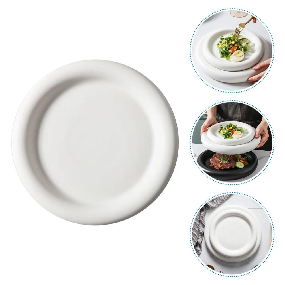 1pc Thick-edged Matte Pasta Plate European Steak Plate Ceramic Food Plate