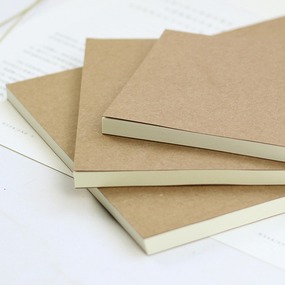 4pcs Kraft Paper Notebook Blank Inner Notebook Pocketbook First Draft Book Sketchbook for Writing Drawing - Size L