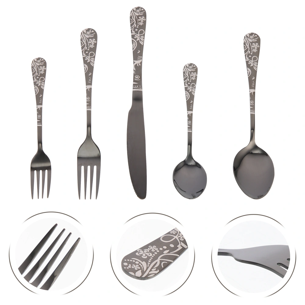 1 Set of Stainless Steel Dinner Spoons Household Utensil Set Delicate Dinner Forks