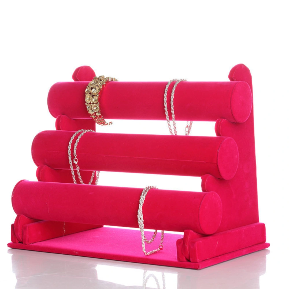 Bracelet Holder Detchable Three Tier Rack Simple Bracelet Stand for Jewelry Organization and Display(Rosy)