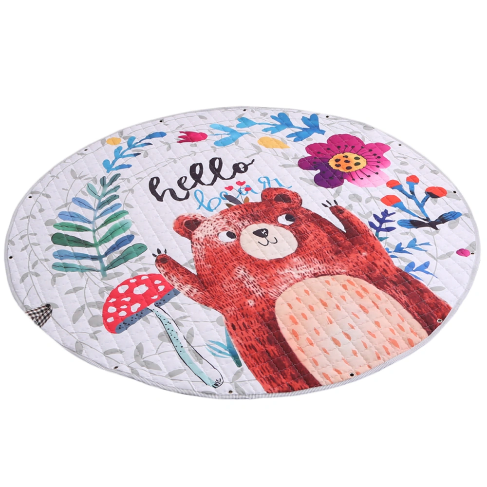 Cartoon Design Kids Babies Nursery Rug Children Floor Play Mat Baby Round Carpet Toddler Crawling Mat Living Room Bedroom Decoration(Bear)