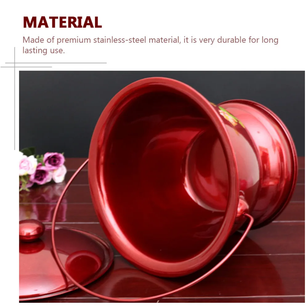 1Pc Stainless Steel Spittoon Vintage Stainless Steel Spittoon Urine Holder (Red)